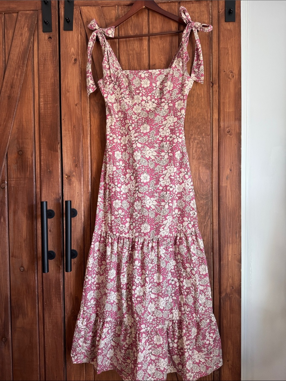 Free People Pink Floral Tie-Strap Maxi Dress